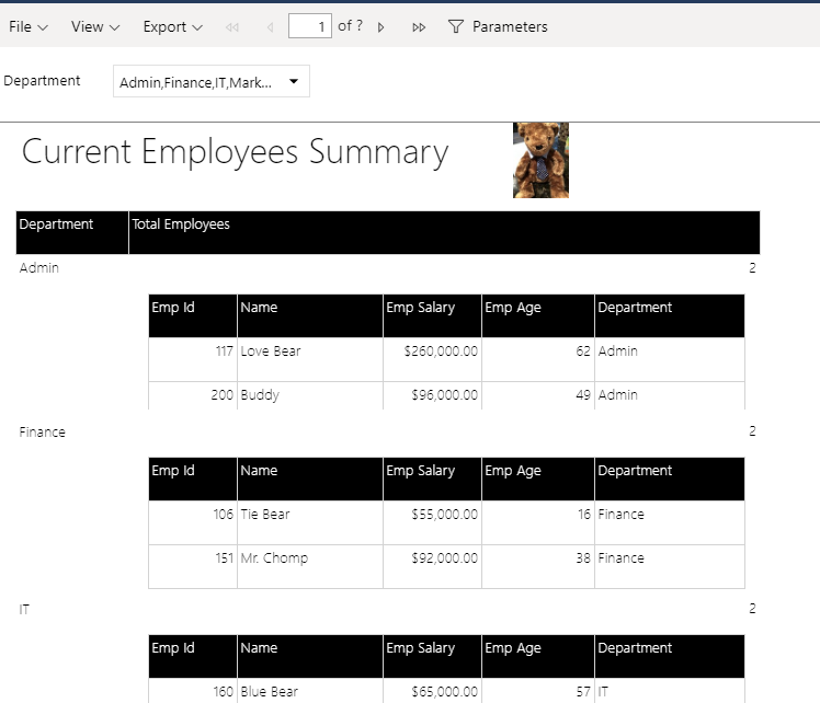 Subreports in Power BI paginated Report