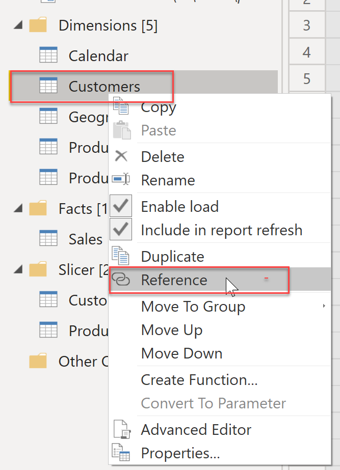 reference customer table for customer slicer
